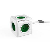 Ilgiklis PowerCube Extended 5 lizdų, 1,5metro su žaliais lizdais