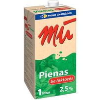 Pienas MŪ 2.5% riebumo be laktozės, 1 litras