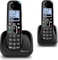 "Amplicomms BigTel 1502 Duo" belaidis DECT telefonas su dideliais mygtukais, du rageliai, klausos stiprintuvas, itin garsūs skambučiai, suderinamas su klausos aparatu