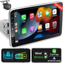 "Android" automobilinis radijas su navigacija 10,1 colių ekranas Įmontuotas DAB+ belaidis automobilis ir "Carplay" 1 DIN radijo jutiklinis ekranas su "Bluetooth" 8 branduolių 4G + 64G WiFi GPS AM/FM RDS atbulinės eigos kamera