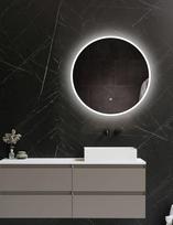 "ApeJoy® AJ01" apvalus 60 cm skersmens vonios kambario veidrodis su apšvietimu, LED sieninis veidrodis su jutikliniu jungikliu, šviesus veidrodis, šilta šalta balta spalva nuo 3000 K iki 6500 K, IP44 (apvalus 60 cm)