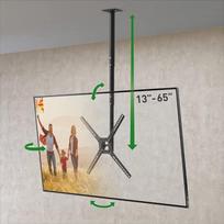 "Barkan" 97 cm ilgio televizoriaus laikiklis ant lubų, 29-65 colių pakreipiamasis/visiškai judantis plokščio ir lenkto televizoriaus laikiklis, išlaiko iki 40 kg, reguliuojamas teleskopinis aukštis, skirtas LED OLED LCD, maks. VESA 400 x 400, 3500B