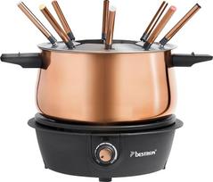 "Bestron" elektrinis "Fondue" rinkinys iki 8 asmenų su 8x "Fondue" šakutėmis ir nuolatiniu termostatu, įskaitant apsaugą nuo purslų, spalva: Varinis