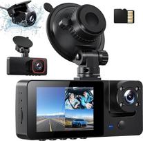 "Bestsee" 1080P automobilio priekinė galinė ir vidinė 1080P prietaisų kameros su 64GB SD kortele, automobilio stebėjimo kamera su parkavimo stebėjimo funkcija, judesio aptikimo funkcija, infraraudonųjų spindulių naktinio matymo funkcija, G jutikliu, kilp