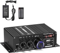 "Bluetooth" stiprintuvas HiFi stereofoninis stiprintuvas Maksimalus 800 W 2 kanalų mini garso stiprintuvas 40WX2 D klasės stiprintuvas Skaitmeninis galios stiprintuvas su žemų dažnių ir aukštų dažnių derintuvu, skirtas kompiuteriui, namų kinui 12 V