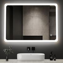 "Boromal" LED vonios veidrodis su apšvietimu, 40 x 60 cm, vonios kambario veidrodis, 3 šviesos spalvos, reguliuojamas apšvietimas, 3000-6500 K Cool White Neutral, Warm White, LED sieninis veidrodis, veidrodis, LED veidrodis su jutikliniu jungikliu + apsau