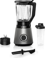 "Bosch VitaPower Series 4 MMB6174SN" maišytuvas, patobulinta versija, aukštos kokybės nerūdijančio plieno ašmenys, 1,5 l stiklinis indas, 0,6 l butelis, dalys, kurias galima plauti indaplovėje, 30 000 aps/min, 1200 W, sidabrinės spalvos