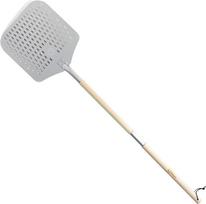 "Chef Pomodoro" picos plėvelė - metalinė picos mentelė - metalinė picos mentelė - perforuota picos mentelė - picos pjaustyklė - picos plėvelė su ištraukiama medine rankena (124 cm ilgio) - picos plėvelė picos akmeniui