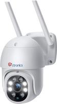 "Ctronics PTZ" lauko stebėjimo kamera, 1080P belaidė IP "WiFi" skaitmeninio priartinimo lauko kupolinė kamera su automatiniu sekimu, 30 m spalvotu naktiniu matymu, dvipusiu garsu, atspari vandeniui pagal IP66, 64GB SD kortelės
