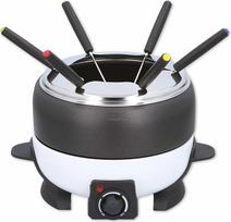 "Cuisinier Deluxe Fondue" rinkinys - 6 asmenų - elektrinis - nerūdijantis plienas - mėsos fondiu - sūrio fondiu - šokolado fondiu - juodai baltas