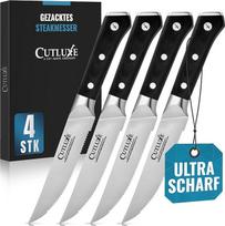 "Cutluxe" kepsnių peilių rinkinys, 4 dalių 13 cm peilių rinkinys - kepsnių peilis, virėjo peilis, mėsos peilis - ergonomiškas dizainas ir itin aštrus - "Artisan" serija