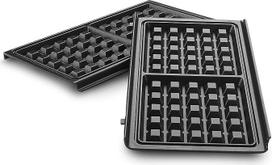 "De'Longhi MultiGrill Easy Waffle Plates", DLSK155, kontaktinio grilio priedas, 2 nesvylančios vaflinės lėkštės 270 x 140 mm, galima plauti indaplovėje, juodos spalvos