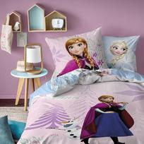 "Disney Frozen" žiemos patalynės komplektas 135 x 200 cm 80 x 80 cm "Frozen" mergaičių patalynė su Annos ir Elzos deimantų motyvu 100 % medvilnės flanelės kokybė su užtrauktuku