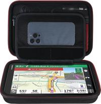 "Elonbo" GPS dėklas 10 colių "Garmin dezl OTR1000" / "Garmin dezl OTR1010" / "Garmin RV 1090" GPS navigatoriaus sistemai, papildoma tinklelio kišenė, kurioje telpa automobilinio įkroviklio USB laidas, juodas