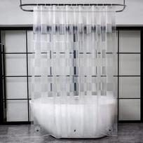 "EurCross" 3 stipresni magnetai Skaidri dušo užuolaida 180 x 180 cm, skirta vonios kambariui, atspari vandeniui, apsauganti nuo pelėsių, su geometriniu 3D raštu, EVA plastikas su 12 kabliukų