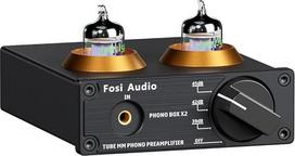 "Fosi Audio Box X2 Phono Tube Preamp", "HiFi" išankstinis stiprintuvo stiprintuvo stiprinimo reguliatorius, keičiama vakuuminė lempa, MM/3,5 mm AUX įvestis, mini Phono stiprintuvas su 12 V nuolatinės srovės maitinimo šaltiniu