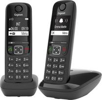 "Gigaset AS690 Duo" - belaidis telefonas su 2 rageliais - DECT telefonas su laisvų rankų funkcija, dideliu ekranu, dideliais mygtukais - fiksuotojo ryšio telefonas, juodas