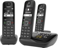 "Gigaset AS690A Trio" - belaidis telefonas su 3 rageliais - DECT telefonas su laisvų rankų funkcija, dideliu ekranu, dideliais mygtukais - stacionarus telefonas, juodas