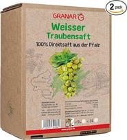 "Grape Direct Juice White" iš Pfalco, 100 % baltųjų vynuogių sultys, veganiškos ir be priedų - 2 x 5 litrų dėžutė