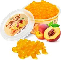 "He-Ju Bubble Tea Beads Peach" 490 g Vegan, be glitimo, be želatinos, Boba vaisių perlai "Peach