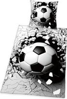 "Herding" 3D futbolo efekto patalynės komplektas, pagalvės užvalkalas 70 x 90 cm, antklodės užvalkalas 140 x 200 cm, lygus užtrauktukas, 100 % medvilnė/renforce, pilka/balta