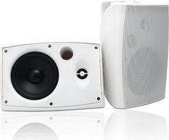 "Herdio" 6,5 colio "Bluetooth" lauko garsiakalbis, atsparus vandeniui, su galingais bosais, tvirtinamas prie sienos, atsparus visiems oro sąlygoms, skirtas vidaus patalpoms, lauko namams, terasai, verandai (pora, balta)