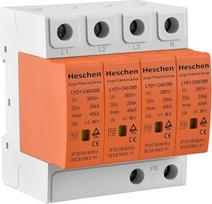 "Heschen" apsaugos nuo viršįtampių įtaisas, LYD1-C40/385, 4P 385V 20KA ugniai atsparus žemos įtampos ribotuvas, 35 mm DIN bėgelis (be nuotolinio terminalo)