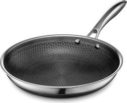 "HexClad" hibridinė neprideganti 25 cm keptuvė su "Stay Cool" rankena, tinkama plauti indaplovėje ir orkaitėje, indukcijai ir visoms kaitlentėms