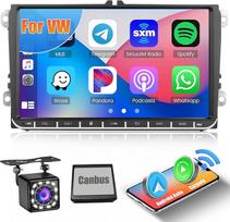 "Hikity Android13" automobilinis radijo imtuvas "Wireless Carplay" su navigacijos sistema, skirtas "VW Golf 5 6 Passat B6 B7 Jetta Polo Touran Caddy Sharan Seat 9 colių automobilinis stereo radijas 2 DIN su "Bluetooth" WiFi FM "Android" automobiliu