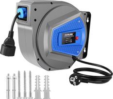 "Himimi" automatinė kabelio ritė 15 m + 1 m 1500 W ~ 3000 W kabelio ritė Automatinis maitinimo būgnas Žarnos ritė Pratęsimo kabelis Lauko sieninis montavimas, apsauga nuo perkrovos, montavimas ant lubų, 180° pasukamas