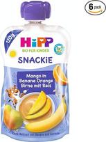"HiPP Sportsfreund Squeeze Bags" (Mango, bananas, apelsinas, kriaušė su ryžiais, 100 % ekologiški vaisiai be pridėtinio cukraus) 6 x 120 g maišeliai