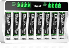 "HiQuick Battery" įkroviklis su AAA baterija, 8 vnt., skirtas "Mignon AA", "Micro AAA NI-MH" įkraunamoms baterijoms, 8 įkrovimo vietos su skystųjų kristalų ekranu, "HiQuick Battery" AAA įkroviklis su AAA baterija, 8 vnt.