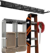 "Housolution" Reguliuojamas garažo įrankių laikiklis 121 cm, metalinis sieninis kablys su 3 bėgeliais 6 kabliukais Įrankių laikiklis Sieninis įrankių laikiklis garažams Rūsio dirbtuvėms Šluotos grėblys Įrankių organizatorius Juodas
