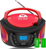 "KLIM Boombox" radijo imtuvas su CD grotuvu - FM radijas, CD grotuvas, "Bluetooth", MP3, USB, AUX - su įkraunamomis baterijomis - laidinis ir belaidis režimai - kompaktiškas ir tvirtas (raudonas)