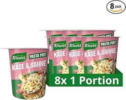 "Knorr Pasta Snack Pot Cheese & Cream Delicious Instant Noodles" greitai paruošiami makaronai, paruošti vos per 5 minutes 8 x 71 g