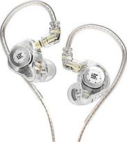 "KZ EDX Pro In-Ear Monitor", 10 mm dvigubas magnetinis dinaminis blokas, žemo dažnio "HiFi" ausinės su 0,75 mm 2 kontaktų nuimamu dizaino kabeliu (permatomai baltos spalvos, be mikrofono)