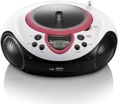 "Lenco SCD-38 CD Boombox" su MP3/USB atkūrimu ir FM radiju - rožinis
