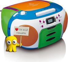 "Lenco SCD-971" vaikiškas radijas - kasetinis radijas su CD - CD radijas - kasetinis grotuvas - stereofoninis garsiakalbis - ausinių lizdas - takelių atmintis - įvairiaspalvis, spalvotas