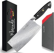 "Marindo" kiniškas virėjo peilis Nerūdijančio plieno 18 cm ilgio geležtė Virtuvinis kirvis su triguba kniedėmis dekoruota medine rankena Pjaustymo peilis Kiniškas mėsos peilis Itin aštrus Įtraukiama dovanų dėžutė