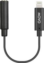 "Movo IMA-1" 3,5 mm TRRS mikrofono adapterio kabelis su "Lightning" jungtimi, suderinamas su "Apple iPhone", "iPad", išmaniaisiais telefonais ir planšetiniais kompiuteriais, optimizuotas mikrofonams ir profesionaliems garso aparatams, juodas