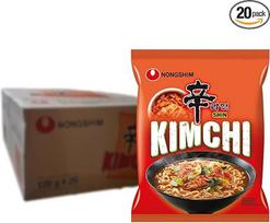 "Nong Shim" greitieji makaronai "Kimchi Ramyun" - korėjietiška Ramen sriuba - greitas paruošimas - 20 x 120 g vertės pakuotė