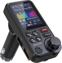 "Nulaxy KM30" "Bluetooth" adapteris automobiliui, stiprus mikrofonas FM siųstuvas "Bluetooth" automobiliui su 1,8 colio spalvotu ekranu, skirtas laisvų rankų skambučiams, palaiko QC3.0 įkrovimą, aukštų ir žemų dažnių muzikos grotuvą