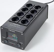 "Pailvens" maitinimo šaltinio filtras "HiFi" 8 krypčių trikdžių filtro kištukinis lizdas su LCD ekranu, apsauga nuo viršįtampių, apsauga nuo apkrovos iki 15 A, keli lizdai garsiakalbiams, CD DVD grotuvui, juodas