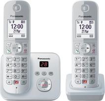 "Panasonic KX-TG6862GS" belaidis telefonas su 2 rageliais ir atsakikliu (užrakina iki 1 000 telefono numerių, aiškus šrifto dydis, garsus ragelis, dvipusis laisvų rankų skambutis) Perlo sidabro spalvos