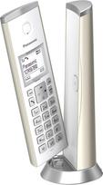 "Panasonic" KX-TGK220GN dizaino telefonas su atsakikliu ir žadintuvu, vidinis telefonas (belaidis), HD telefonija, šampano spalvos