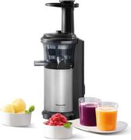 "Panasonic" MJ-L500S lėta sulčiaspaudė / sulčiaspaudė / 2 įdėklai sultims ir šaldytiems ingredientams / šaldytam jogurtui / sidabrinė