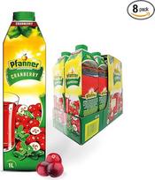 "Pfanner" spanguolių vaisių sultys (8 x 1 l) - 20 % vaisių - spanguolių gėrimas laikymo pakuotėje