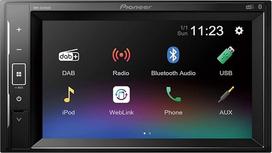 "Pioneer" DMH-A240DAB 2-DIN daugialypės terpės grotuvas, nedidelis montavimo gylis, 6,2 colio "ClearType" jutiklinis ekranas, išmaniojo telefono jungtis, USB, DAB/DAB+ skaitmeninis radijas, "Bluetooth", 13 juostų grafinis ekvalaizeris