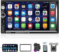 "Podofo" 2 DIN 7 colių automobilinis radijas su "iOS" / "Android" "Bluetooth" jutiklinio ekrano radijas FM / USB / vairo valdymas / Aux-in + atbulinės eigos kamera