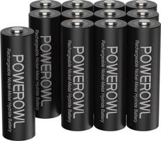 "Powerowl" AA baterijos, 2800 mAh įkraunamos baterijos, AA, 12 vnt. (mažo savaiminio išsikrovimo, 1200 ciklų), 1,2 V NI-MH baterija, AA baterijos
